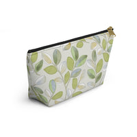 Cherry Plum Leaves Accessory Pouch w T-bottom in Green
